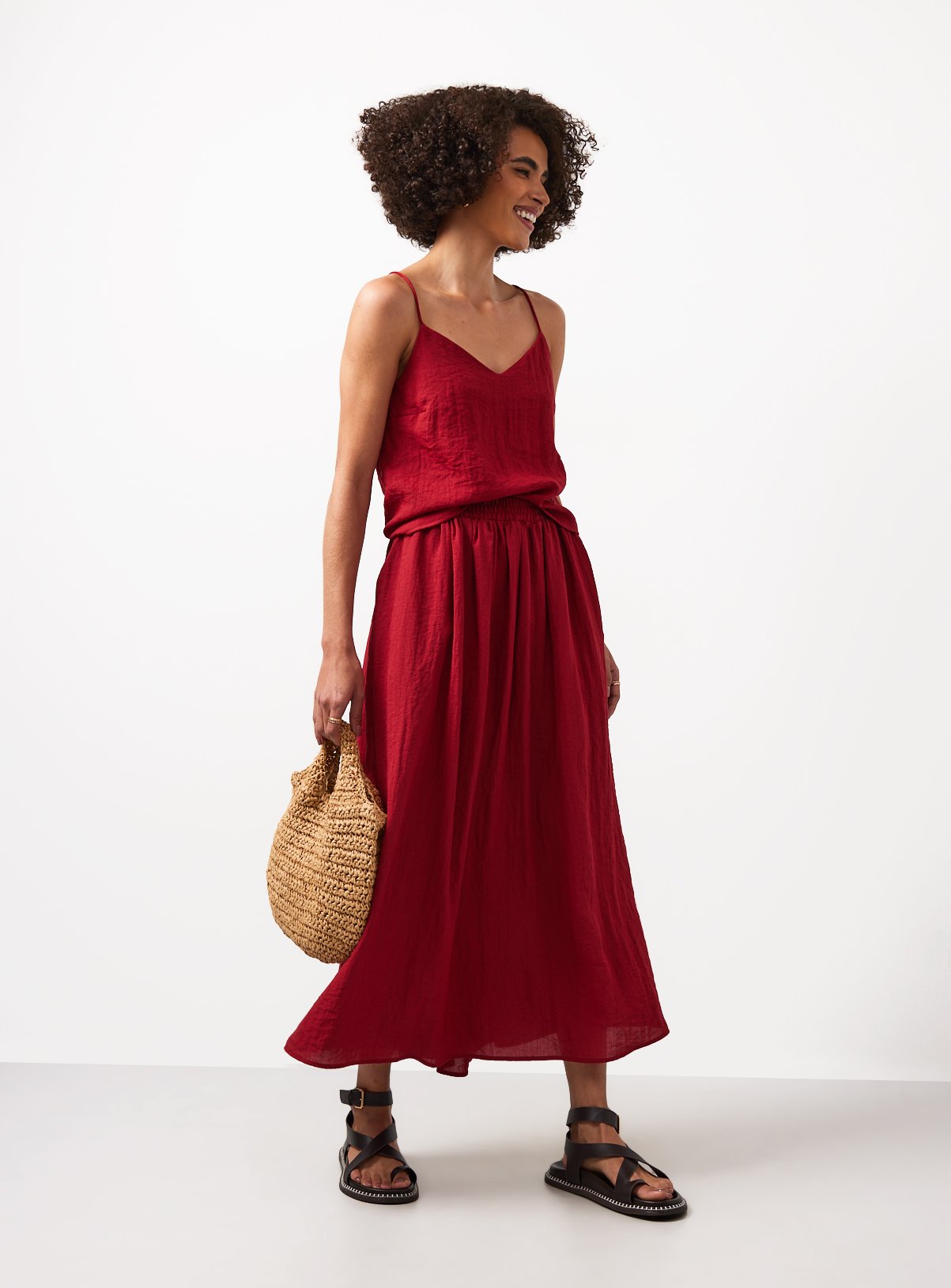 Dark Red Viscose Cami Co-ord Top 16 - Image 2 thumbnail